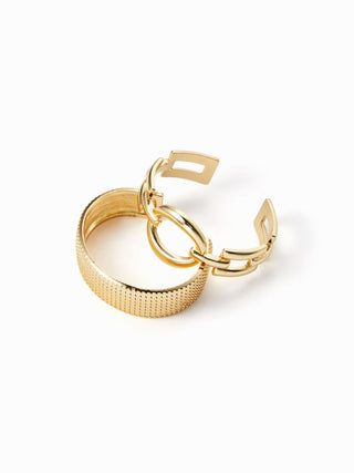 2PCS TEXTURED OPEN BANGLE BRACELET