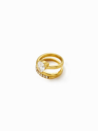 RHINESTONE DECOR STAINLESS STEEL RING