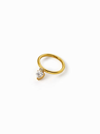 RHINESTONE HEART STAINLESS STEEL RING