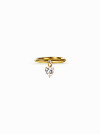 RHINESTONE HEART STAINLESS STEEL RING