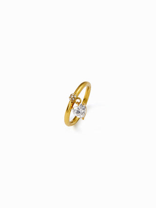 RHINESTONE HEART STAINLESS STEEL RING