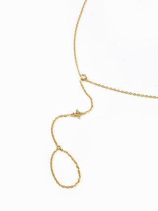 CROSS & RHINESTONE STAINLESS STEEL HAND CHAIN BRACELET