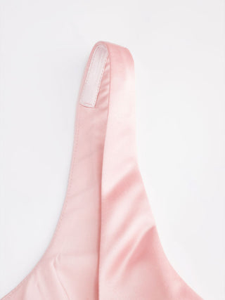 Satin Sculptural Square Neck Bowknot Flared Mini Dress