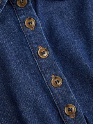 Denim Collar Button Mini Dress