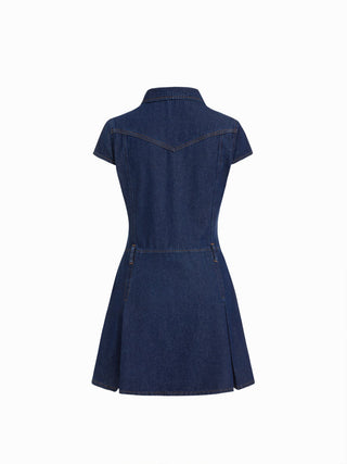 Denim Collar Button Mini Dress