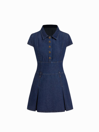 Denim Collar Button Mini Dress