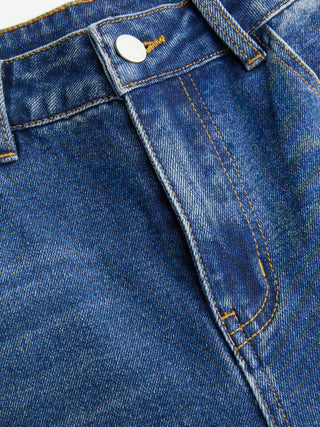 Denim Floral Embroidery Low Rise Straight Leg Jeans