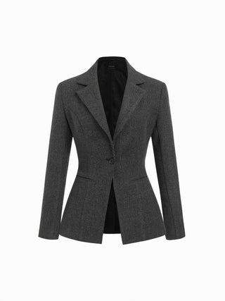 Notched Collar Tie Back Split Button Blazer