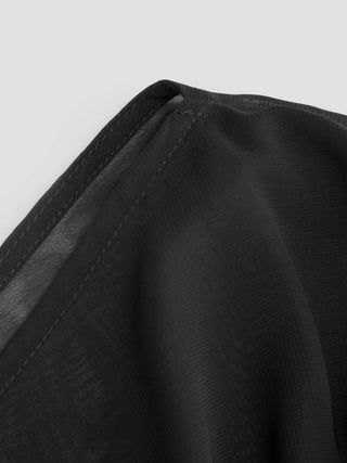 Chiffon Boat Neck Cloak Sleeve See-through Oversized Cape With Scarf