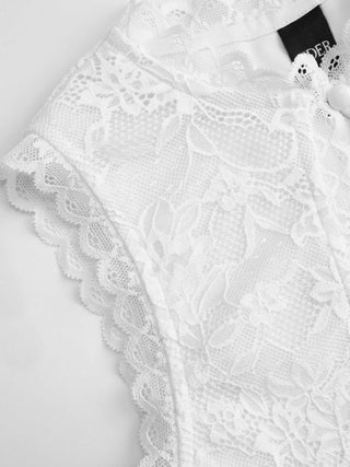 Lace Cut Out Halter Neck Top & Low Rise A-line Mini Skirt Set