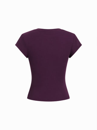 Cotton-blend Ruched Short Sleeve Tee
