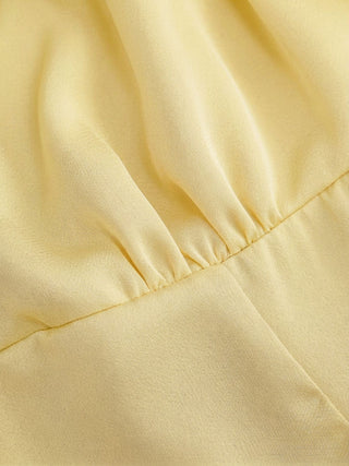 Satin V-neck Drawstring A-line Mini Dress