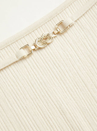 Boat Neck Batwing Sleeve Backless Drawstring Metal Detail Oversized Crop Tee