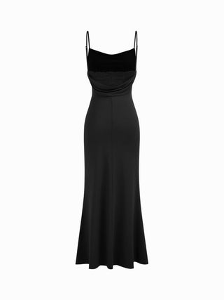 Cowl Neck Ruched Backless Maxi Dress