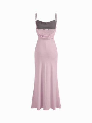 Cowl Neck Ruched Backless Maxi Dress