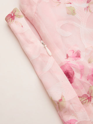 Floral Cowl Neck Lace Up Corset Mermaid Maxi Dress