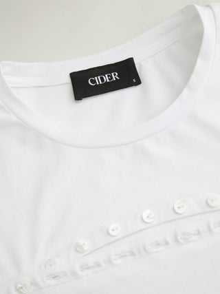 Cotton-blend Cut Out Short Sleeve Top