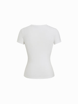 Cotton-blend Cut Out Short Sleeve Top