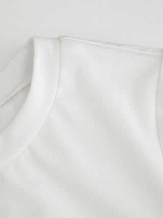 Cotton-blend Short Sleeve Drawstring Flared Mini Dress