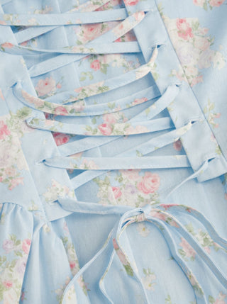 Cotton-blend Floral Sweetheart Neck Ruched Flared Midi Dress