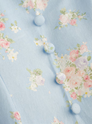 Cotton-blend Floral Sweetheart Neck Ruched Flared Midi Dress