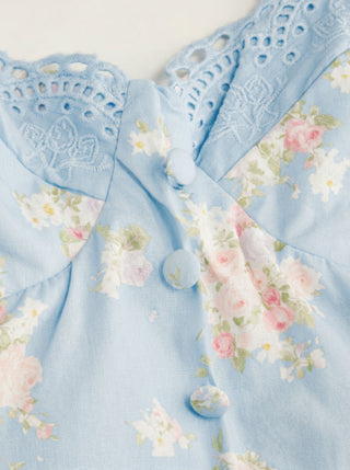 Cotton-blend Floral Sweetheart Neck Ruched Flared Midi Dress
