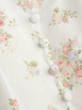 Cotton-blend Floral Sweetheart Neck Ruched Flared Midi Dress