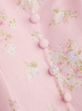 Cotton-blend Floral Sweetheart Neck Ruched Flared Midi Dress