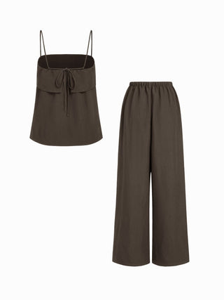 Square Neck Oversized Cami Top & Mid Rise Wide Leg Trousers Set