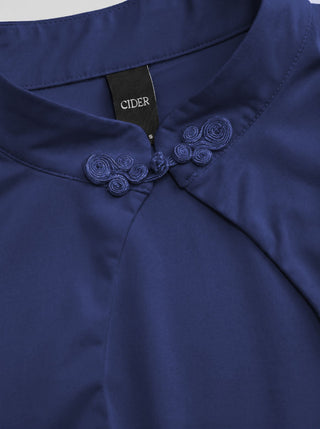 Mandarin Collar Short Sleeve Cut Out Top