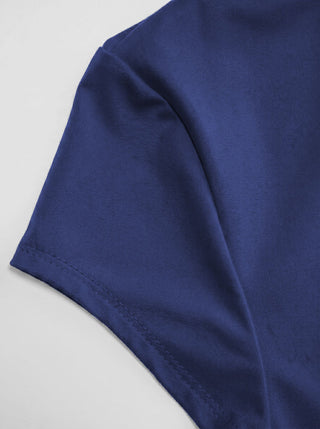 Mandarin Collar Short Sleeve Cut Out Top