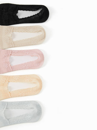 5 PAIRS FLORAL LACE INVISIBLE SOCKS SET