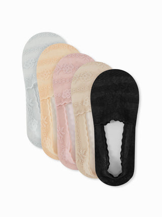 5 PAIRS FLORAL LACE INVISIBLE SOCKS SET