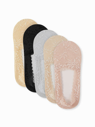 5 PAIRS FLORAL LACE INVISIBLE SOCKS SET