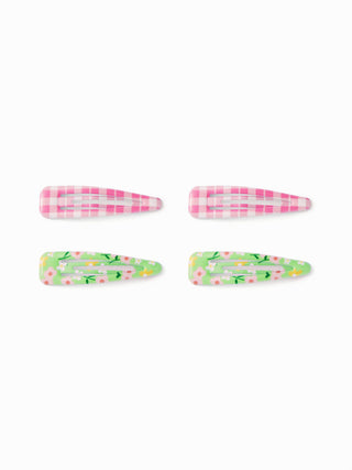 4PCS GINGHAM HAIR CLIP SET