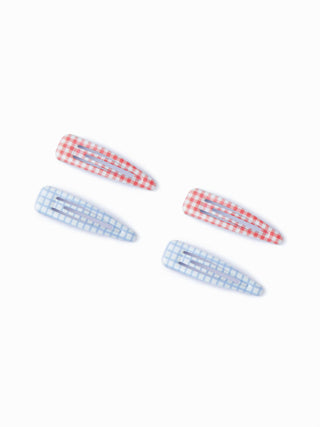 4PCS GINGHAM HAIR CLIP SET