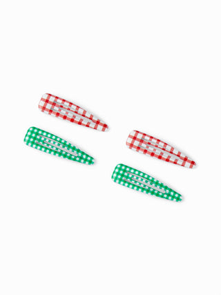 4PCS GINGHAM HAIR CLIP SET