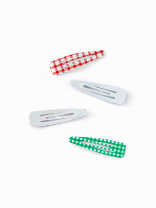 4PCS GINGHAM HAIR CLIP SET