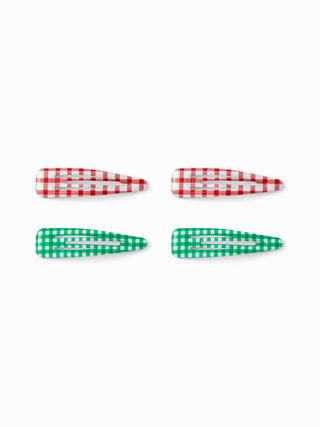 4PCS GINGHAM HAIR CLIP SET