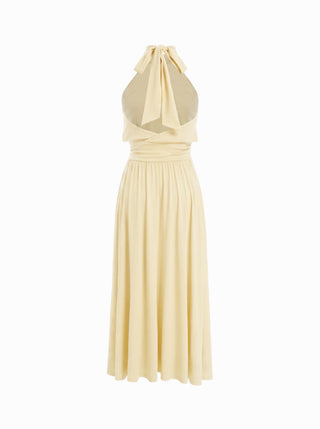 Halter Neckline Backless Split A-line Maxi Dress