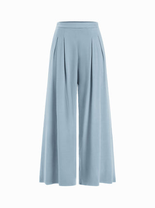 Asymmetrical Neck Ruched Top & Mid Rise Wide Leg Trousers Set