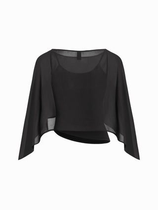 Ruched Cami Top & Chiffon Boat Neck Cape