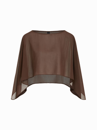 Ruched Cami Top & Chiffon Boat Neck Cape