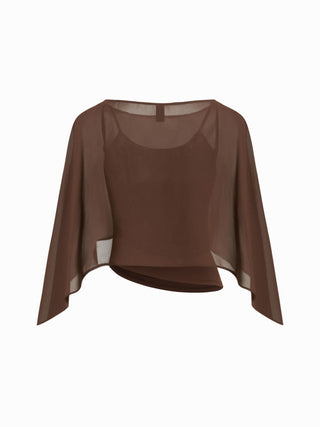 Ruched Cami Top & Chiffon Boat Neck Cape