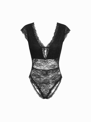 Lace V-Neck Sleeveless Bodysuit Top