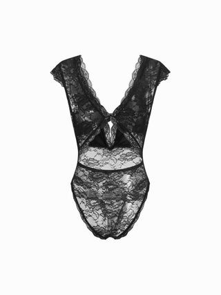 Lace V-Neck Sleeveless Bodysuit Top