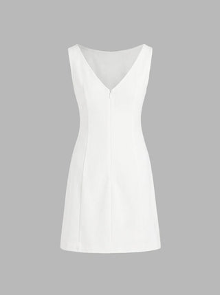 Boat Neck Solid Mini Dress