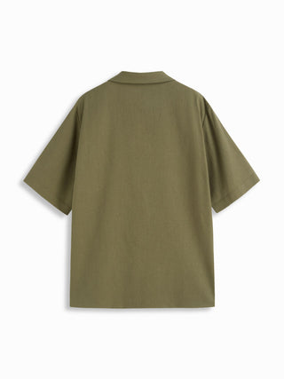 Linen-blend Collar Metal Button Oversized Blazer