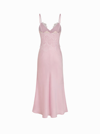 Satin V-neck Lace Panel Mermaid Cami Maxi Dress