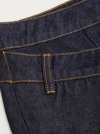 Denim Mid Rise Asymmetrical Metal Detail Wide Leg Jeans